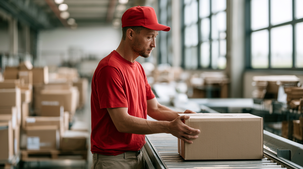 Medewerker verpakt bestelling snel voor verzending vanuit webshop